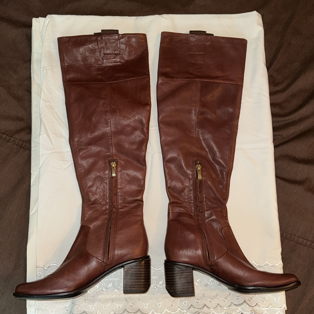 Over The Knees Hazelnut Rounded Square Toe Boots … - image 4